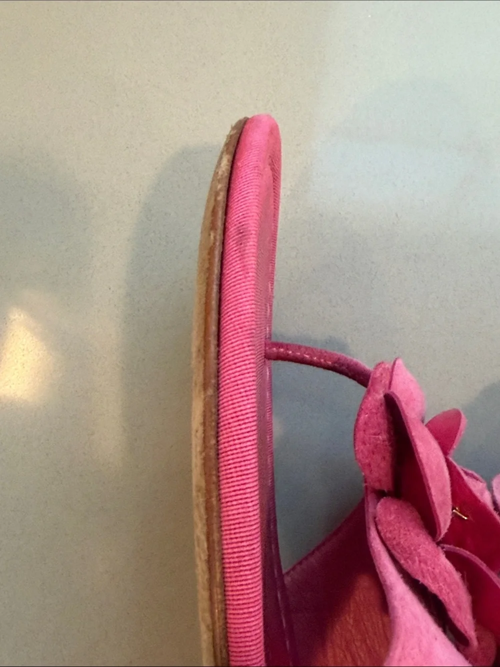 CHANEL Pink Fuchsia Suede Camellia Coco Mark Thong Sandals Size 41c